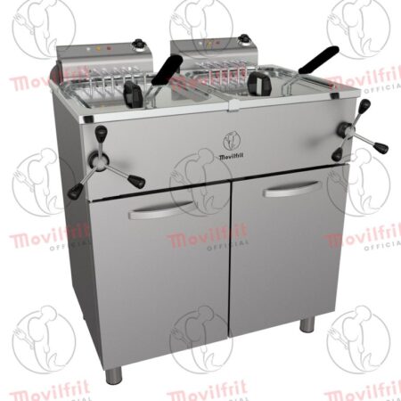 Movilfrit Freidora Eléctrica doble de agua-aceite con mueble y cabezal móvil; Modelo FH 25+25 400; Código 107317
