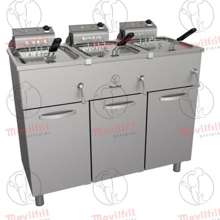 Movilfrit Freidora Eléctrica triple con mueble y cabezal móvil ; Modelo FAH 17+17+17 230; Código 156430