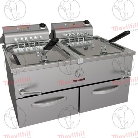 Movilfrit Freidora Eléctrica de alto rendimiento y cabezal móvil con mueble; Modelo FAR 12+12 400; Código 157318