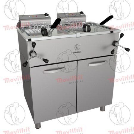 Movilfrit Freidora Eléctrica doble de alto rendimiento y cabezal móvil con mueble; Modelo FAR 25+25 400; Código 157325
