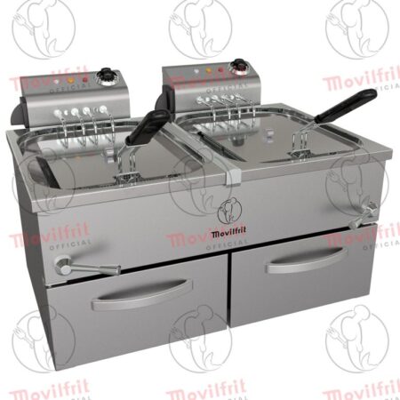Movilfrit Freidora Eléctrica doble con mueble y cabezal móvil; Modelo FAH 12+12 230; Código 157341