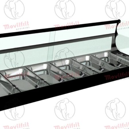 Movilfrit Vitrina Refrigerada de dos pisos con cristal curvo abatible; Modelo: IRON 6 2P REMOTA; Código: 876916