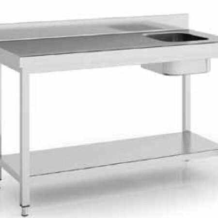 ERATOS Mesa Mural con Cubeta y Estante con Encimera de 1,5 mm Desmontada; Serie 600; Modelo: MCCD60-120DE/15