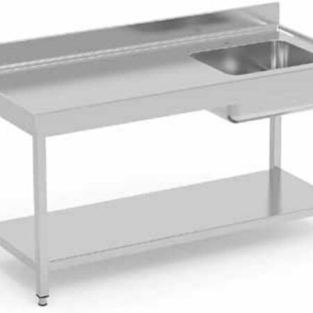 ERATOS Mesa Mural con Cubeta, estante y perfil Vierteaguas Soldada; Serie 600; Modelo: MCCV60-120DE