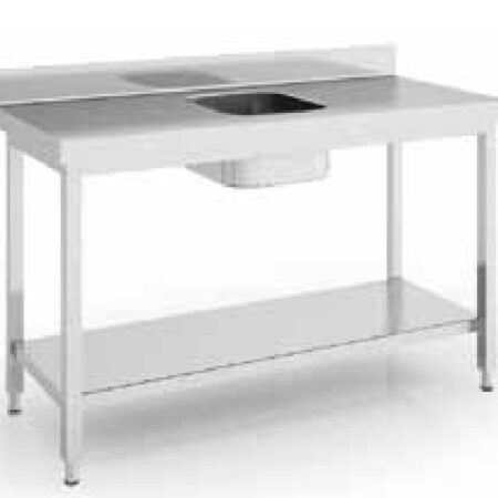 ERATOS Mesa Mural con Cubeta y Estante con Encimera de 1,5 mm Desmontada; Serie 600; Modelo: MCCD60-140CE/15