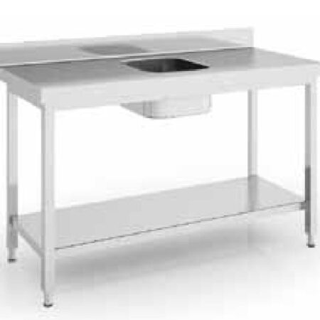 ERATOS Mesa Mural con Cubeta y Estante con Encimera de 1,5 mm Desmontada; Serie 600; Modelo: MCCD60-160CE/15