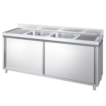 ERATOS Fregadero doble Soldado con mueble; Serie 600; Modelo: FMM-206/22
