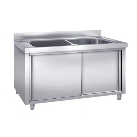 ERATOS Fregadero doble Soldado con mueble; Serie 600; Modelo: FMM-126/20