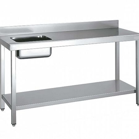 ERATOS Mesa Mural con Cubeta y Estante con Encimera de 1,5 mm Desmontada; Serie 600; Modelo: MCCD60-120IE/15