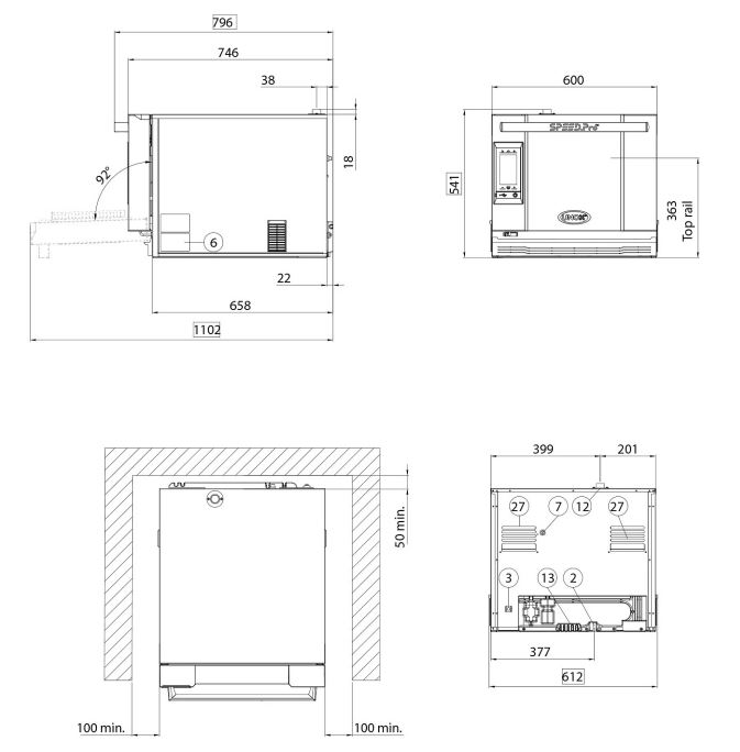 Unox Speed Pro Baking Speed Oven Trifásico 460x330 Ref. XESR-03HS-EDDN - Imagen 2
