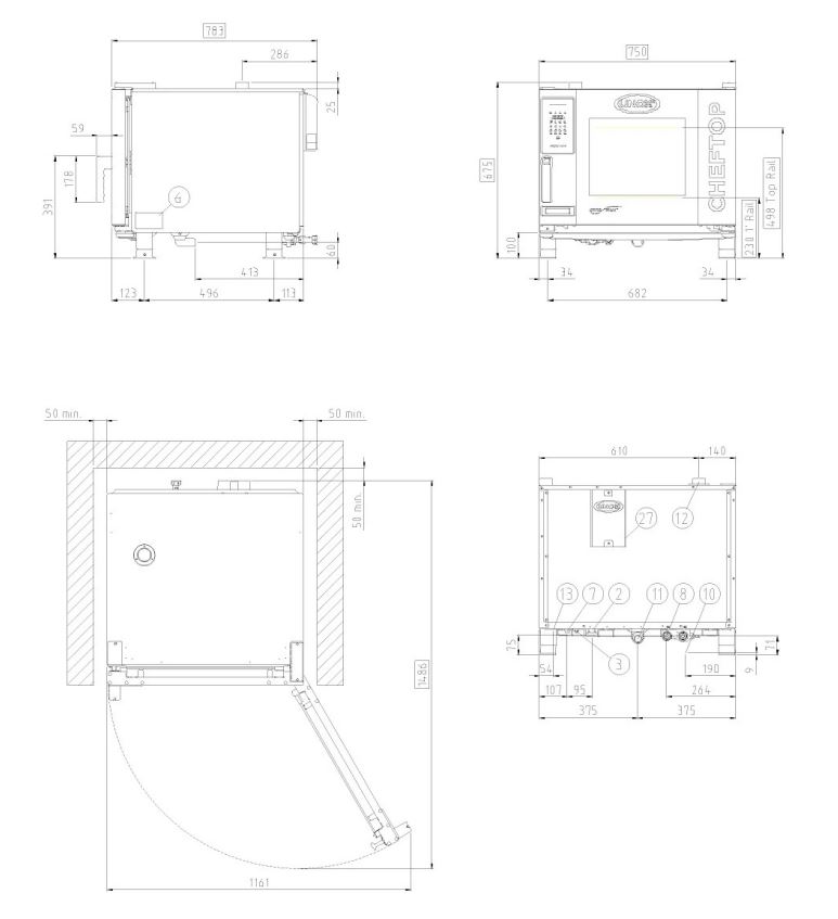 Unox CHEFTOP MIND.Maps™ ZERO COUNTERTOP Horno Combinado GN 1/1 Ref. XEVC-0511-EZLM-LP - Imagen 2